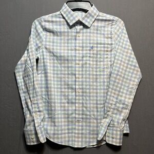 Johnnie-O Performance Plaid Button Down Shirt Blue Boys 12